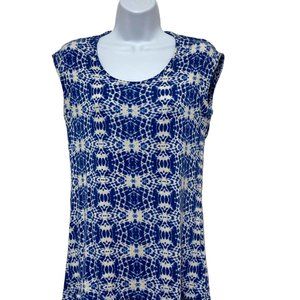 Women's Small Sleeveless Blue, White Top-Open Back Design